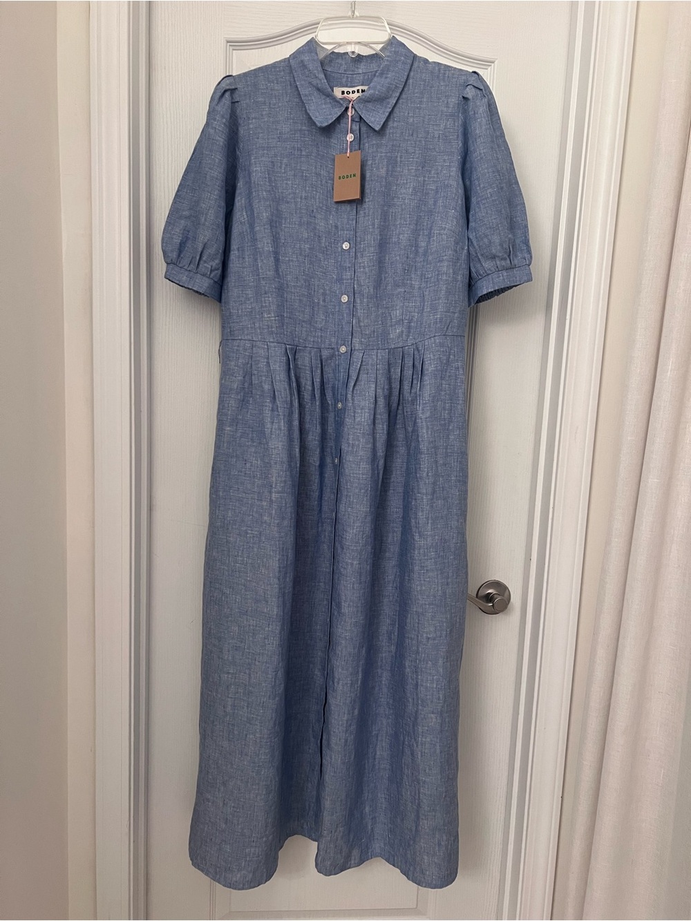 Boden Blue Chambray Button-Front Maxi Dress